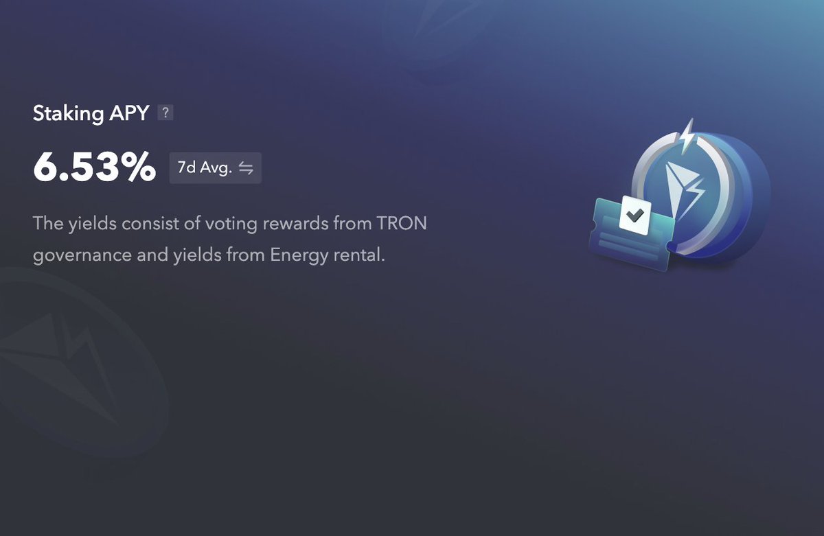 DeFi_JUST's tweet image. Stake your $TRX to mint $sTRX and enjoy double yields on #JustLendDAO. 💸

Earn voting rewards from #TRON governance
Gain yields from Energy Rental

Current Staking APY: 6.53% (7d Avg.)
