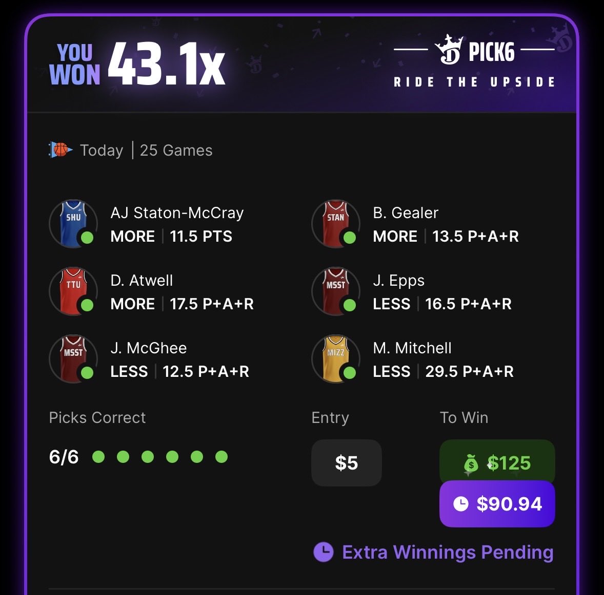 Always sweet to end your day with a little purple <a href="/Pick6/">Pick6</a>