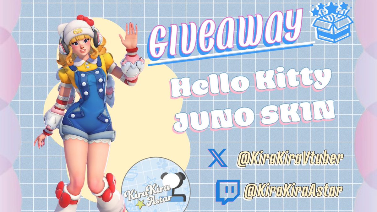 🎁 GIVEAWAY FOR HELLO KITTY JUNO SKIN IN #Overwatch🎁

JOIN THE #giveaway HERE:

1️⃣ FOLLOW: <a href="/KiraKiraVtuber/">KiraKira Astar☆ 🐼✨【NBA🍜 】|| XXIdol || Love-Chu</a> 
2️⃣ LIKE + RETWEET
3️⃣ TAG A FRIEND

🔥 2X CHANCE TO WIN IF YOU FOLLOW: twitch.tv/KiraKiraAstar

The winner will be messaged via DM February 18th so be sure to have those