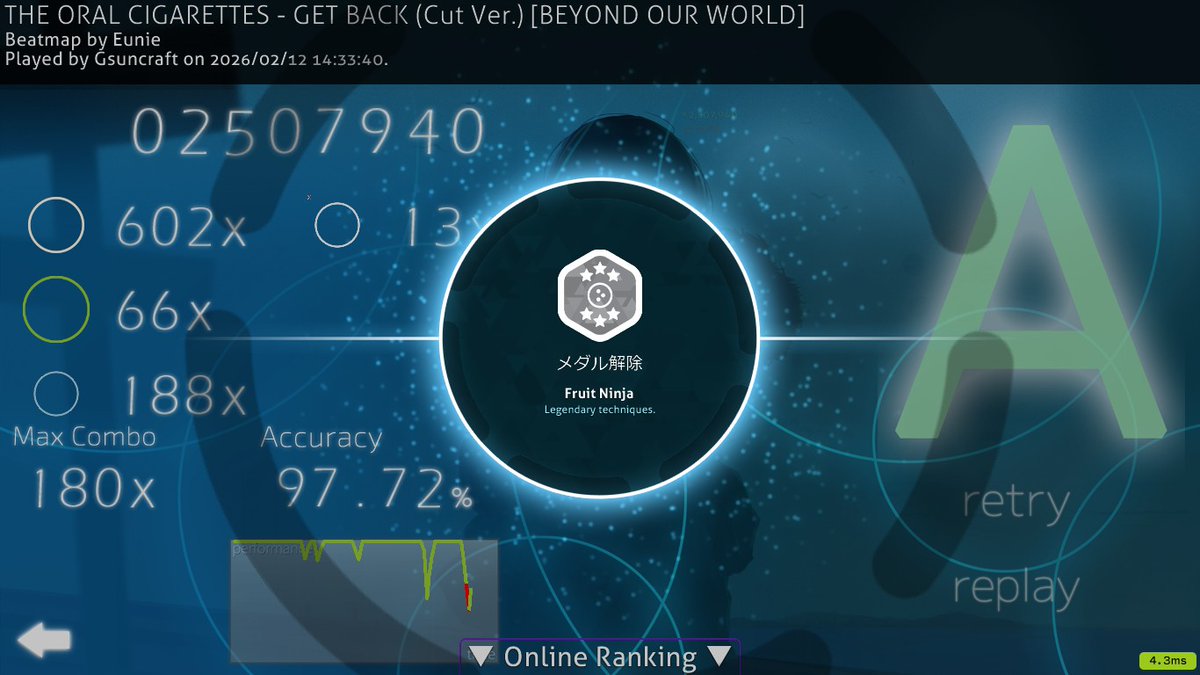 俺が上手くなってるのかこの譜面が簡単すぎるだけなのかわからん