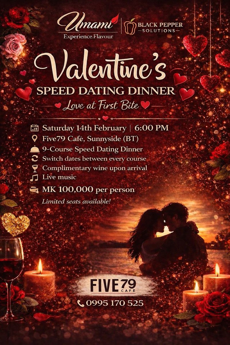 MwUmami's tweet photo. Valentine's Day Speed Dating Dinner!
Join Umami, Black Pepper, and Five79 Cafe for a night of swift connections and delicious bites.
- Date: 14th Feb
- Time: 6pm
- Location: Five79 CAFÈ
- What's happening: Speed dating with a twist - short dates, great food, and maybe a match! https://t.co/UzBvMElyih