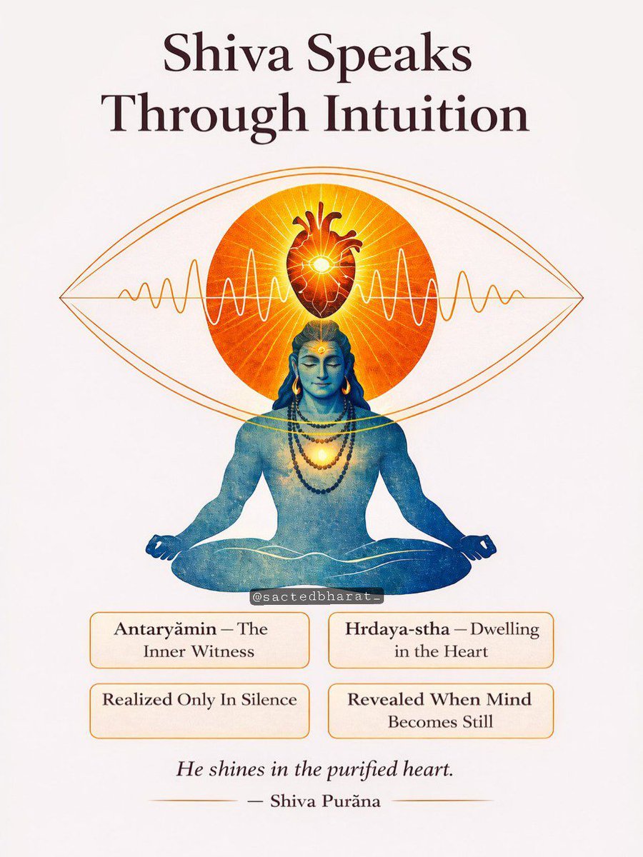 Shiva speaks not through noise, but through intuition.

In the Shiva Purāņa, He is described as Antaryāmin the inner indwelling consciousness present within all beings. He is Hṛdaya-stha, dwelling in the heart, not outside it. Shiva is realized not through argument or intellect,