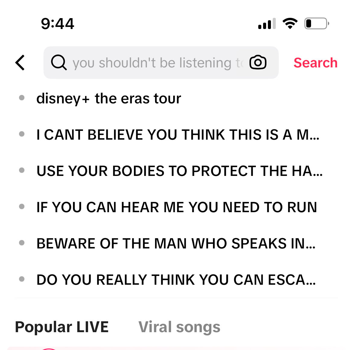 tiktok search bar im scared