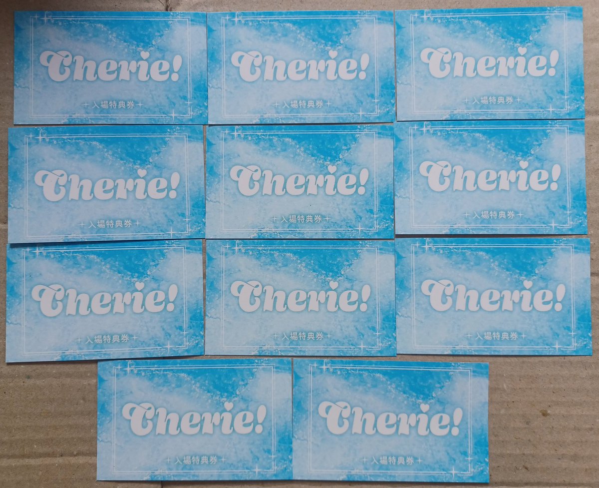 Cherie!チェキ券残状況～ 山下ゆづき 4枚、 胡桃 める 1枚、 天城