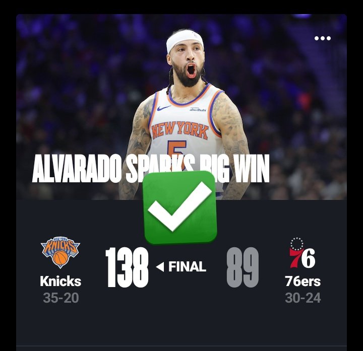 lykillo's tweet image. Solid day at the office. Here are the final numbers:

✅ O 222.5 (Knicks vs. Philadelphia) – WIN
✅ O 236.5 (Denver vs. Memphis) – WIN
✅ OKC TT OVER 112.5 – WIN
✅ SPURS TT OVER 113.5 – WIN
❌ PHILADELPHIA TT OVER 112.5 – LOSS
❌ DENVER TT OVER 125 – LOSS

Record: 4-2. Great…