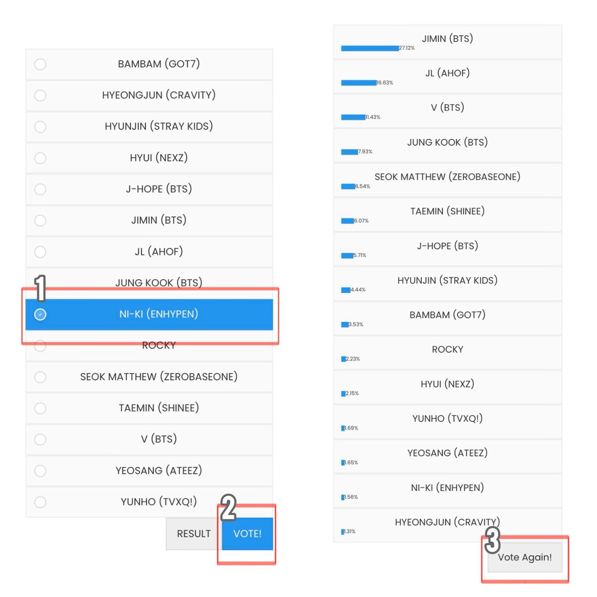 please vote for NI-KI for Best K-POP Dancer Award 🥹 he’s currently low in the ranking and needs our support!

how to vote?
click the link > scroll down > tap NI-KI (ENHYPEN) > click VOTE! > click Vote Again! and repeat ↺ 

🔗 dabeme.com.br/top100s/

#NI_KI #니키 #ニキ