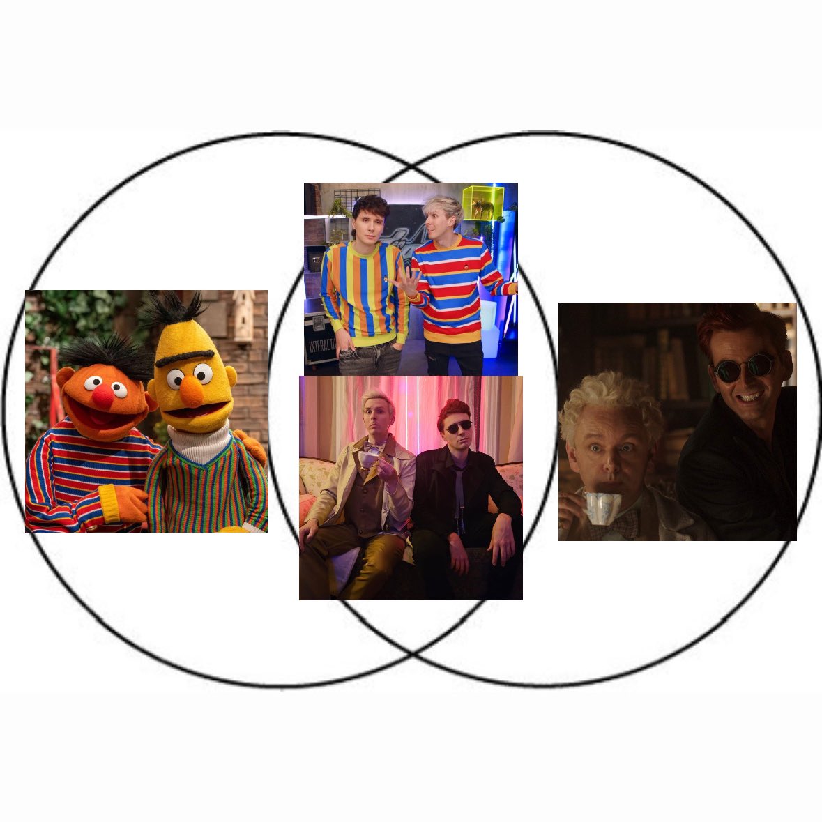 deadboyomens's tweet photo. aziraphale &amp; crowley and bert &amp; ernie combined is literally just dan &amp; phil https://t.co/kqyC0mJv3D