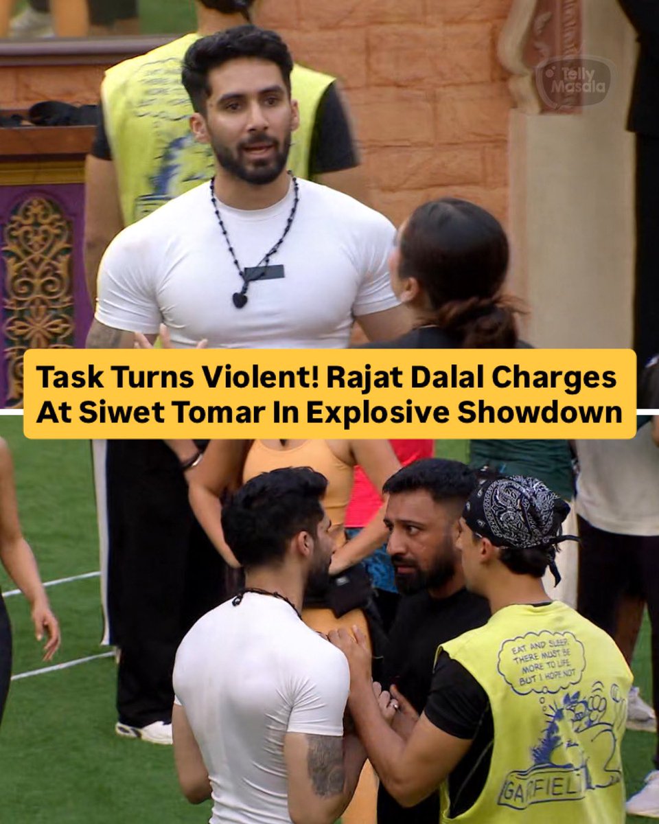 tellymasala's tweet photo. During the task, things spiraled out of control as Rajat Dalal and Siwet Tomar got into a heated argument. In a moment of anger, Rajat allegedly tried to hit Siwet, leaving everyone on set shocked.
#RajatDalal #SiwetTomar #FightAlert #the50 #tellymasala https://t.co/CtKUZducvj