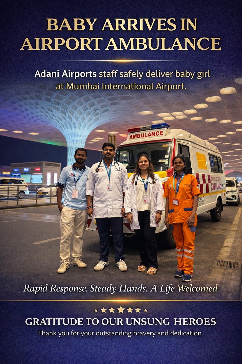 Before dawn at Mumbai’s international airport, four airport staff members stood outside an ambulance under the glow of the terminal canopy — a quiet end to what had been a race against time.

Hours earlier, a transit passenger had gone into active labor. The delivery would not