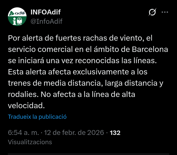Per si no teniem prou 

Renfe i adif fora ja de Catalunya 

Os esteu rient de nosaltres 

Govern plegui si no representa als catalans 

És indignant