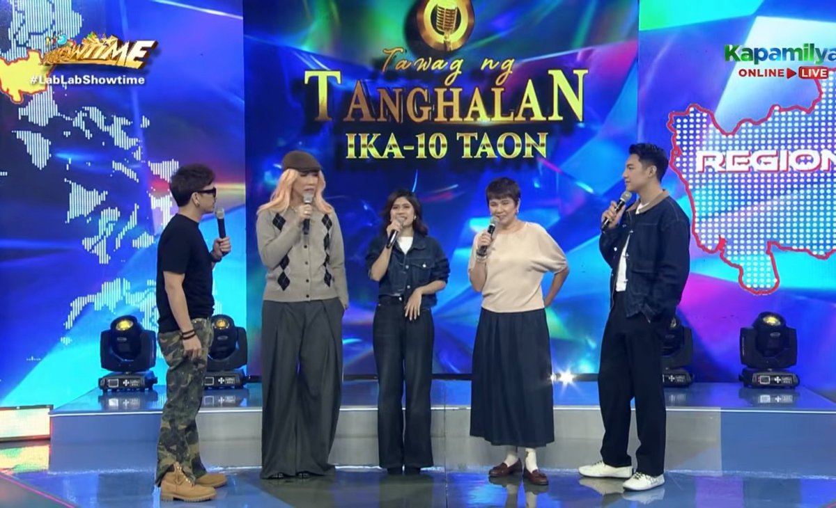 TheDarrenatics2's tweet photo. Meme Vice, Jhong, Tyang Amy and Darren with TNT 10 contestant Mariah.

#DARREN @Espanto2001 
#LabLabShowtime https://t.co/83iyeVLJvX