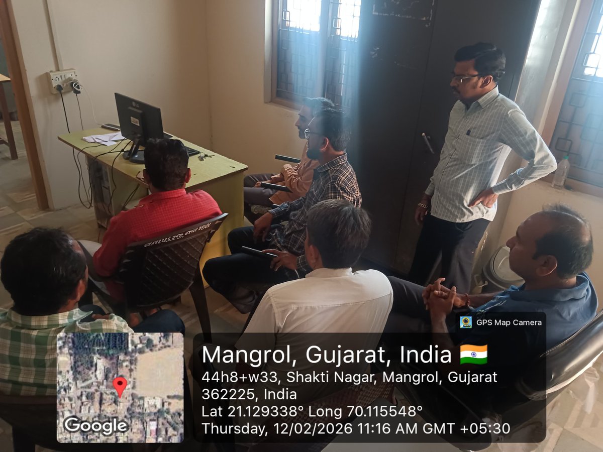 MGNREGA_MANGROL's tweet photo. આજ રોજ તા ૧૨/૦૨/૨૦૨૬ ના વીબી - જી - રામજી ના સેટકોમ  નિહાળતા આઈ આર ડી સ્ટાફ માંગરોળ @DrdaJun1 @TDO_MANGROL_JND https://t.co/tubCs9VMHj