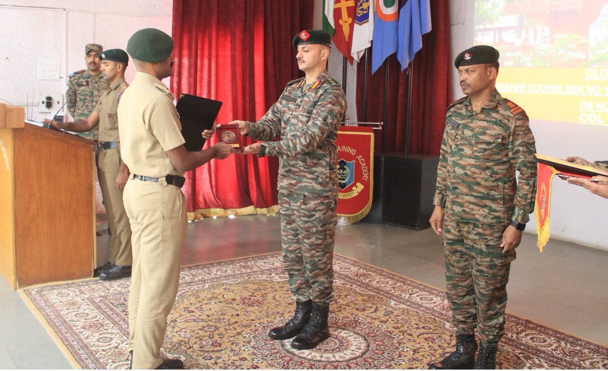 gpnccktym's tweet photo. Lt Rishal Rasheed of MES College, Nedumkandam under 33 (K) Bn NCC, Gp HQ Kottayam secured Overall Second Position in the NCC Officers Refresher Course SD Army held at OTA Kamptee. He was presented with Medal &amp; Certificate by Col Yazad Ilavia, Offg Comdt , NCC Offr Trg Academy. https://t.co/aXrSXF9IUF