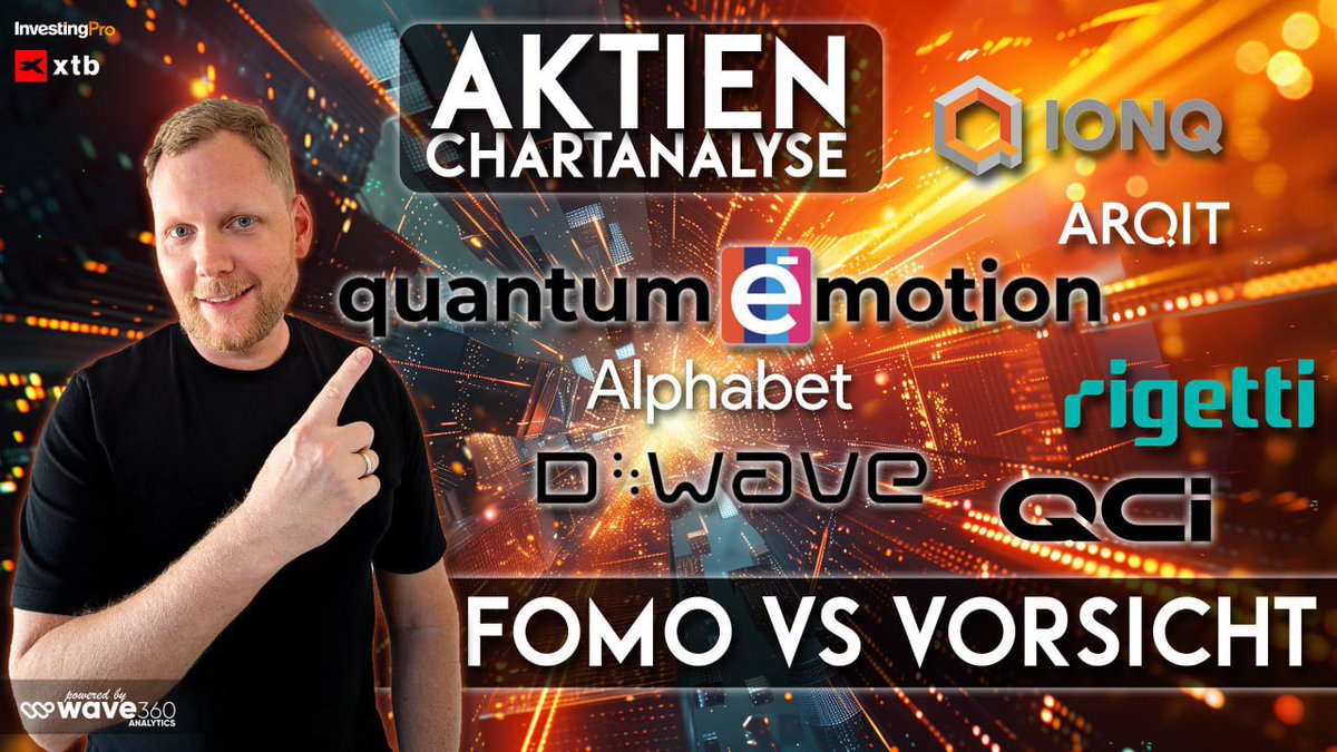🛫🚀 Quanten Aktien - QNC, RGTI, D-WAVE uvm. - kurze Korrektur möglich - Fomo trifft Vorsicht l Wave360

👉 Der Quanten-Sektor zeigt zuletzt enorme Bewegungen. Werte wie Quantum eMotion (QNC), Rigetti (RGTI), D-Wave, IonQ, Arqit, QUBT und Alphabet stehen im Fokus vieler Anleger.