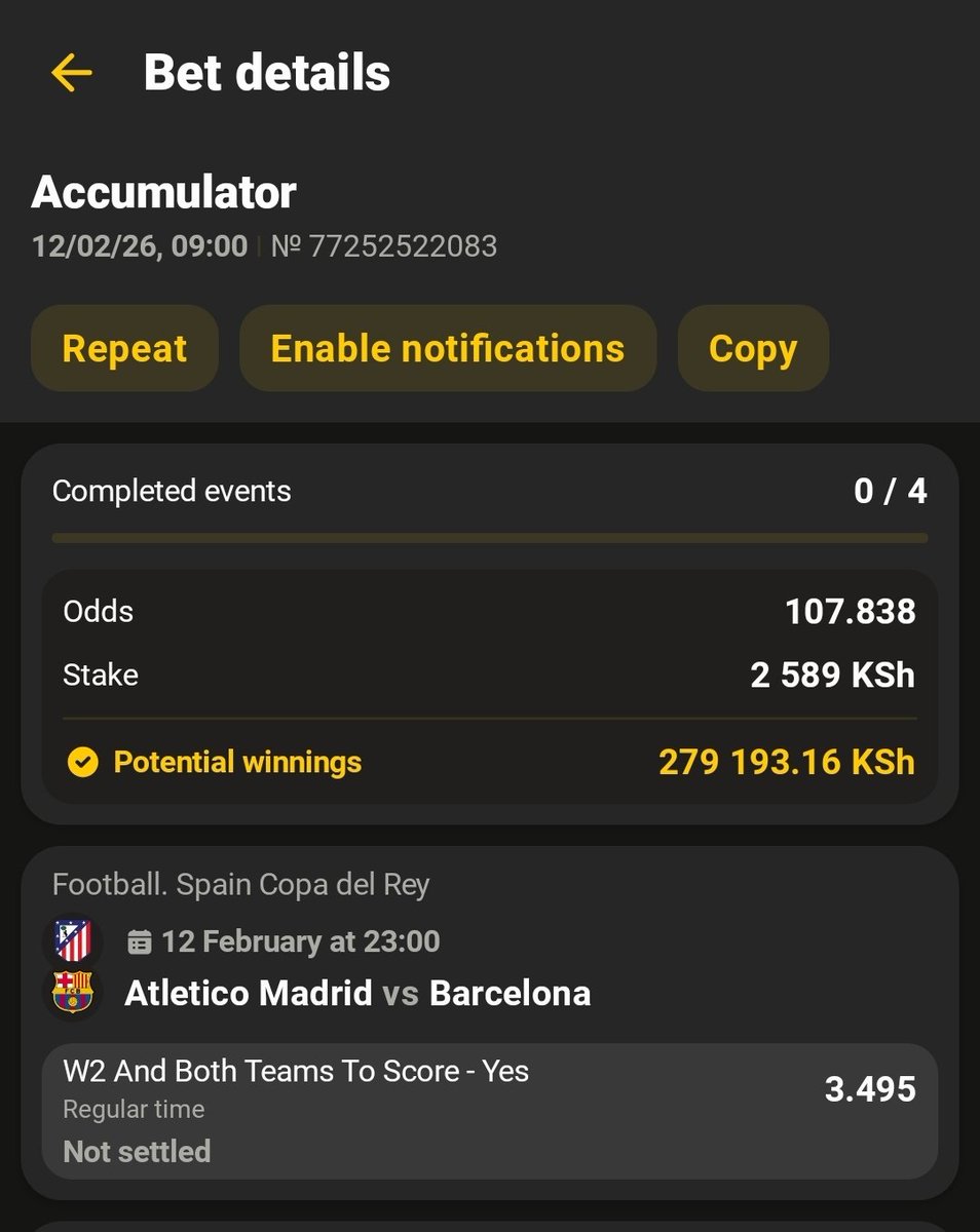 ELITE SLIP ✅

107 odds On Afropari

Booking Code 👉6AAX2

Register 👉afro-pari.cc/49JYLPK
Promocode 👉WAN254

Join Telegram channel 👉t.me/natashatips01