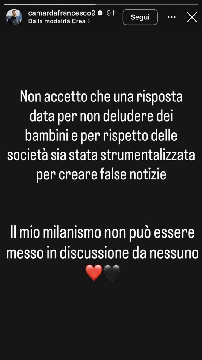 #Camarda ci sta prendendo per il culo e in tanti ancora non l’hanno capito…
<a href="/acmilan/">AC Milan</a> A fine stagione rescindetegli il contratto, GRAZIE ❤️🖤