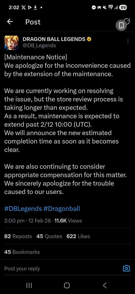 Yk what!? I Gave up on legends this has been the longest maintenence ever!!30!!30!!30!!HOUR OF MAINTANCE CAN YOU BELIEVE THAT!?!?
#DBLegends