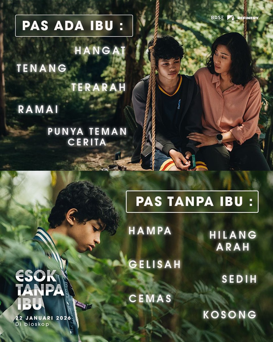 BaseEntID's tweet image. Pas ada Ibu, rasanya hidup ini tenang 🥰
Pas Ibu gak ada, rasanya kosong 😢

Film Esok Tanpa Ibu sedang tayang di Bioskop. Beli tiketnya sekarang!

#EsokTanpaIbu #FilmEsokTanpaIbu