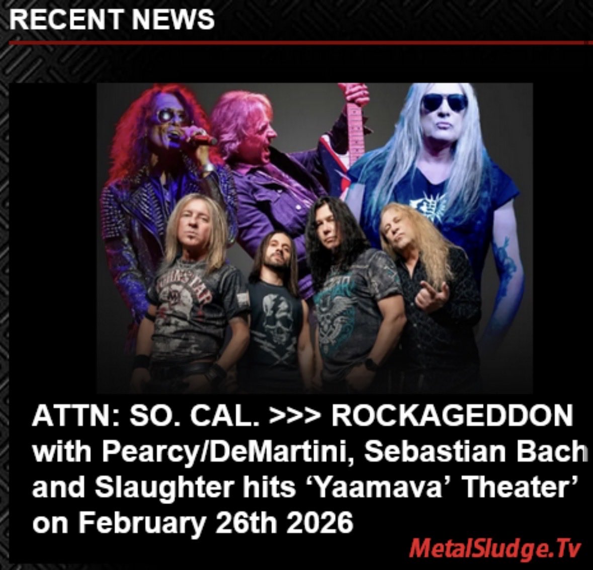 StevieTuff's tweet photo. ATTN: SO. CAL. >>>
ROCKAGEDDON with Pearcy/DeMartini, Sebastian Bach and Slaughter hits ‘Yaamava’ Theater’ Feb. 26th
#pearcydemartini #stephenpearcy #ratt #warrendemartini #sebastianbach #slaughter #markslaughter #yaamavaresortandcasino #metalsludge
https://t.co/odD9kBSejv https://t.co/Q8cHBVmAXa