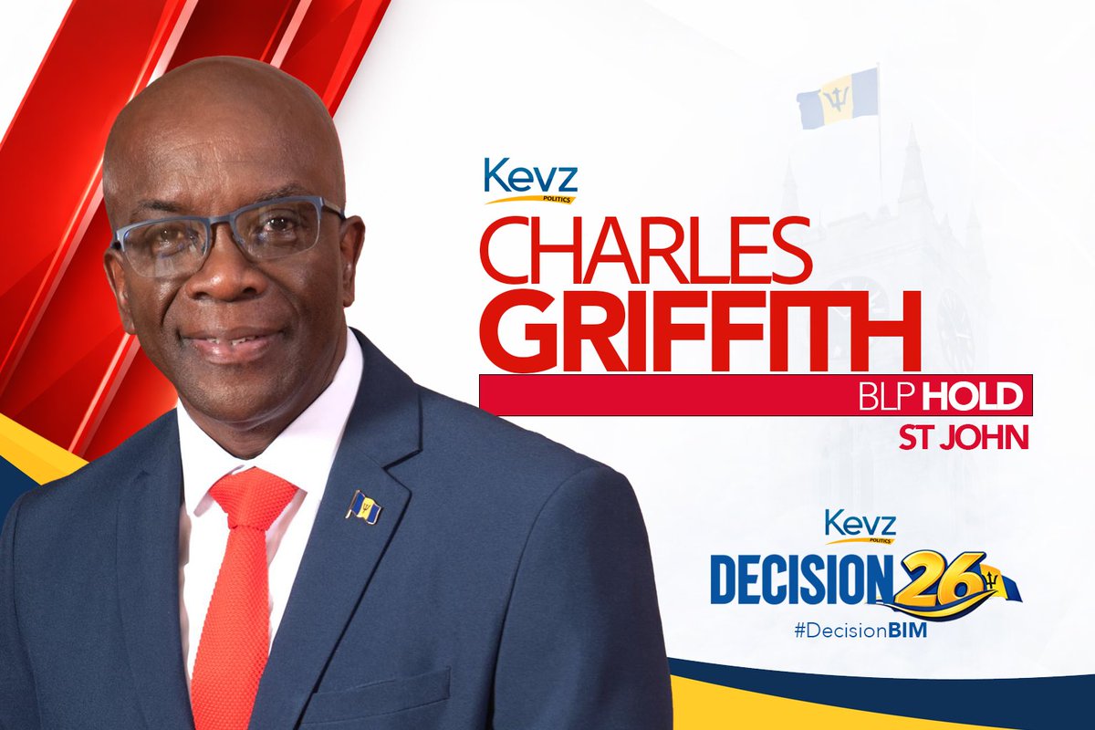 KevzPolitics's tweet image. #DECLARED: Charles Griffith is declared the winner of St John, winning a 3rd successive term - defeating DLP Leader Ralph Thorne