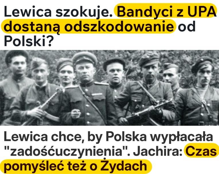 Polacy zapłacą odszkodowania dla bandytów z UPA? Jachira: dajmy też Żydom!

To, co dziś proceduje Sejm, jest jednym z najbardziej absurdalnych i groźnych projektów ustaw po 1989 roku. Pod hasłem „zadośćuczynienia” próbuje się wprowadzić mechanizm, w którym państwo polskie miałoby