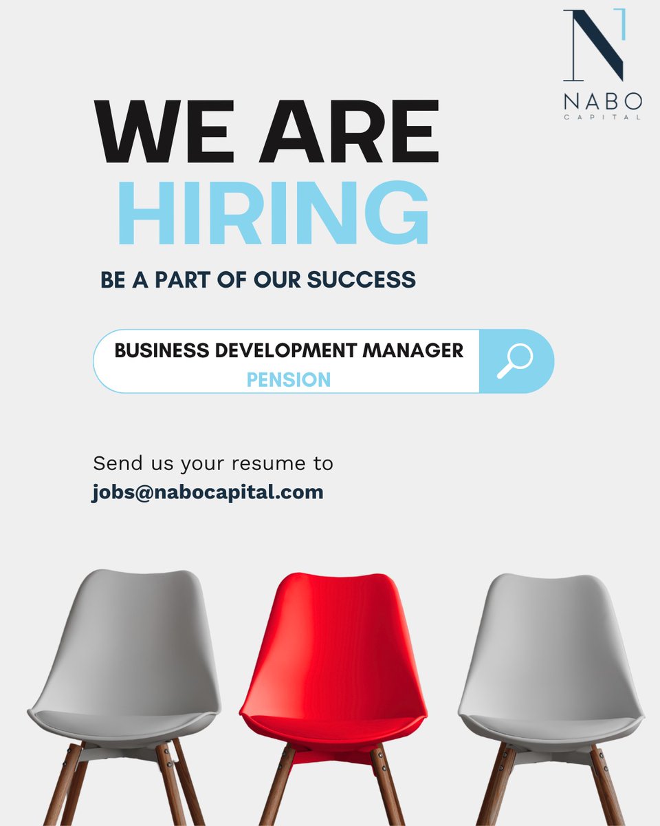 NaboCapital's tweet image. We are Hiring a Business Development Manager – Pensions. 
Apply now to jobs@nabocapital.com or share with someone who would be a great fit.

#WeAreHiring #VacantJobs #BusinessDevelopment #JobPositions #PensionJobs #NaboCapital #InvestingWithPurpose