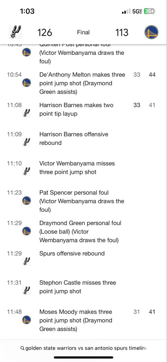 ihywalker's tweet photo. @FDSportsbook @nbastats @NBAStatAuditor @spurs here are 2 Stephon castle points that were incorrectly credited to Harrison Barnes please fix https://t.co/VNPJgaURKT