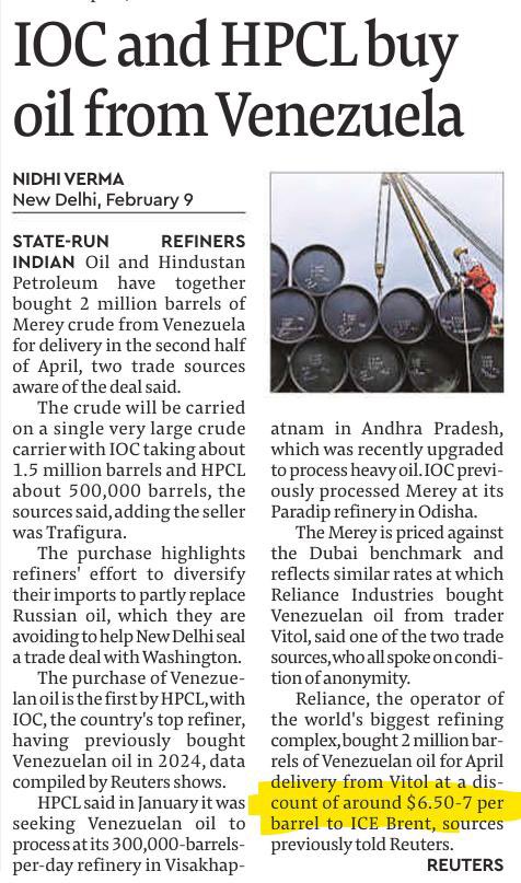 The quiet shift in India’s oil sourcing tells a larger story.

IOC and HPCL buying Venezuelan crude — even as discussions around aligning energy trade with Washington intensify — signals something deeper than routine diversification. It suggests that India’s energy strategy is