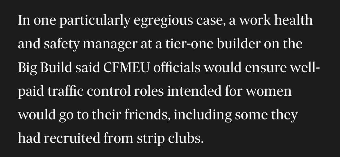 disturbed to learn the cmfeu was pulling women out of precarious and dangerous  sex work into higher paying, consistent construction work
