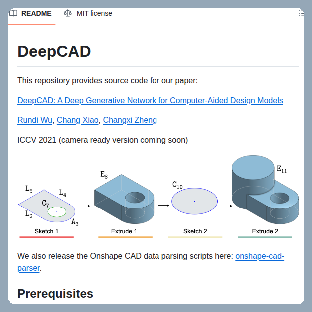 Generates CAD models from sketch and extrusion sequences

github.com/rundiwu/DeepCAD
