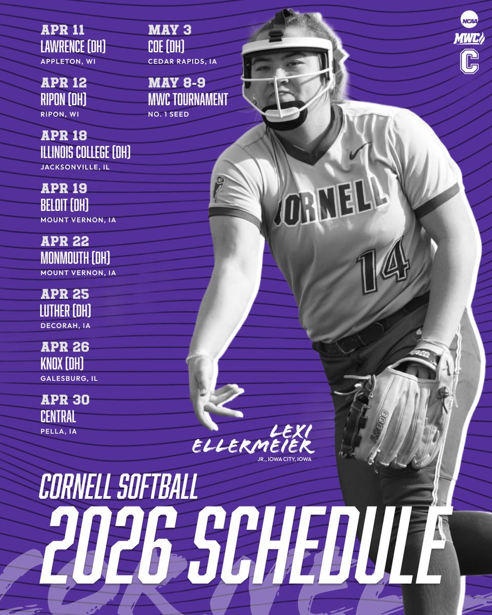 CornellRamsSB's tweet photo. 2026 Schedule! 🥎💜 https://t.co/1jihOX0nQD