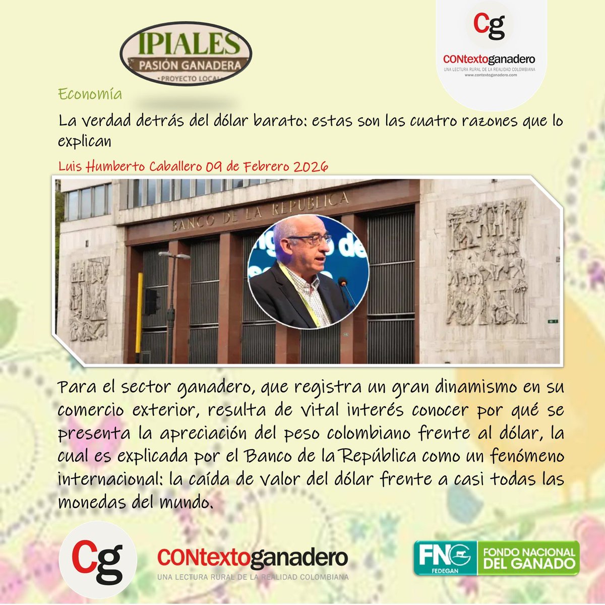 La política del Banco de la República, liderado por el gerente Leonardo Villar Gómez, ha sido no intervenir en el mercado cambiario.

contextoganadero.com/economia/la-ve…

<a href="/jflafaurie/">José Félix Lafaurie</a> 
<a href="/Fedegan/">FEDEGAN</a> 
<a href="/ContGanadero/">CONtexto Ganadero</a>

#ConstruyendoGanadería 
#OrgullosamenteGanaderos