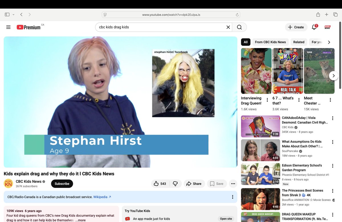 Here's a video from the kids channel of Canada's CBC state broadcaster: "Kids explain drag and why they do it"

youtube.com/watch?v=dpk2Eu…