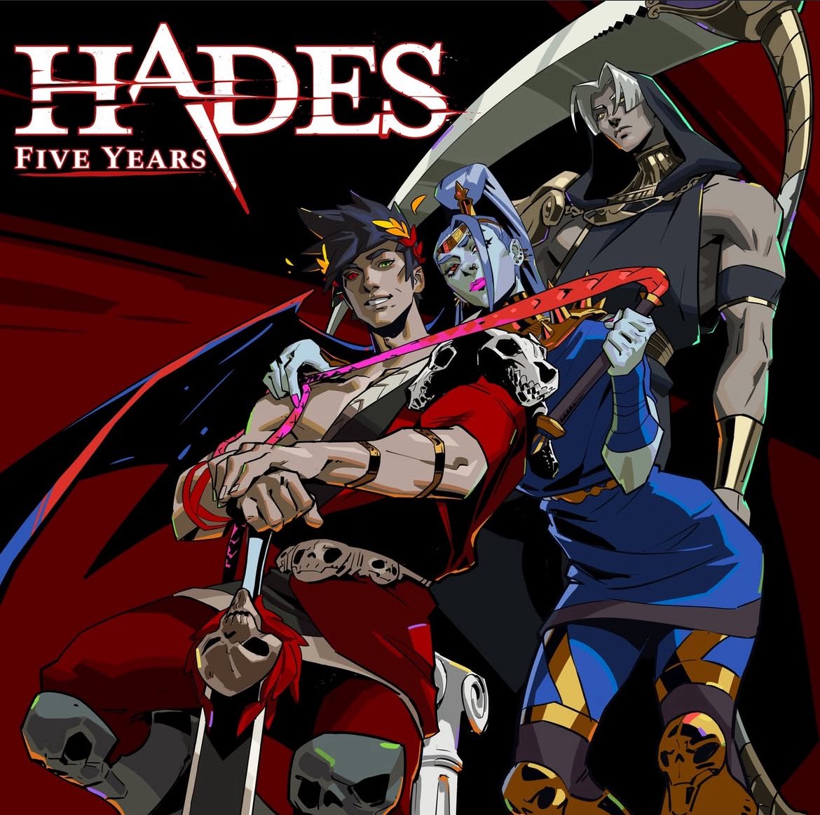 the difference between the 1 year anniversary art vs the 5 year anniversary art is killing me. zagreus finally got laid during that four year gap mashallah brother