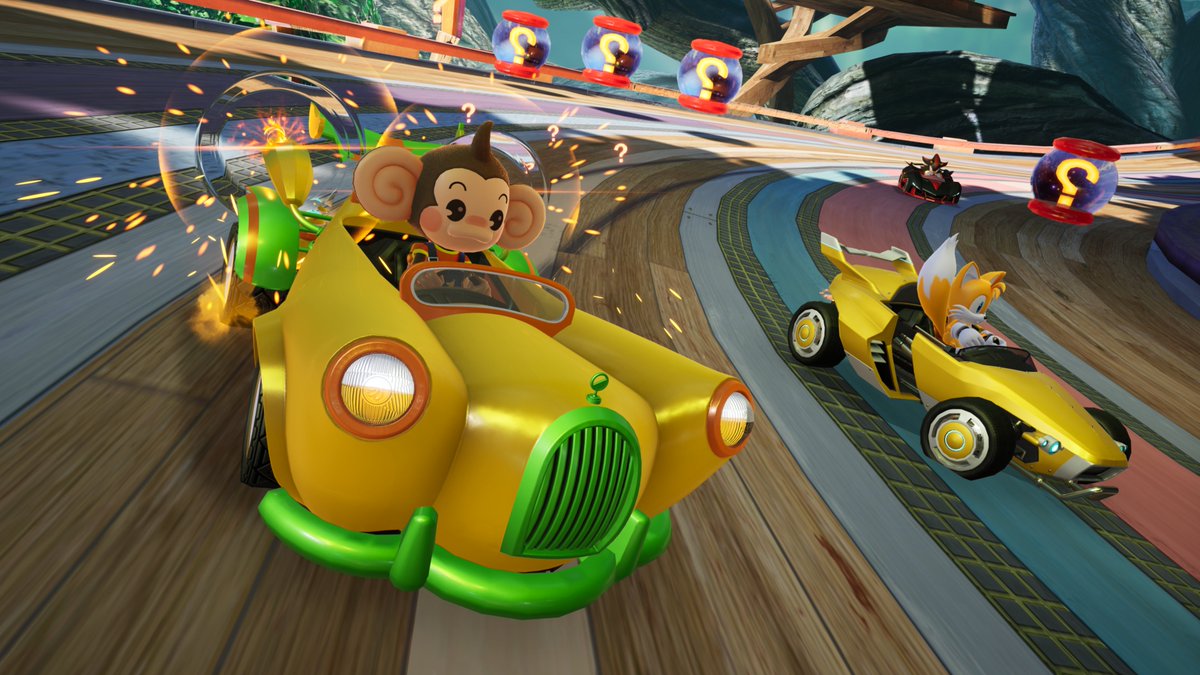 SAAC_News's tweet image. SEGA shared a bunch of joyful screenshots with us! They feature AiAi rushing to the finish line in Sonic Racing CrossWorlds. Look at this happy little fella!

The Super Monkey Ball content is available for free and features: 

- AiAi as a playable character
- AiAi’s vehicle, the…