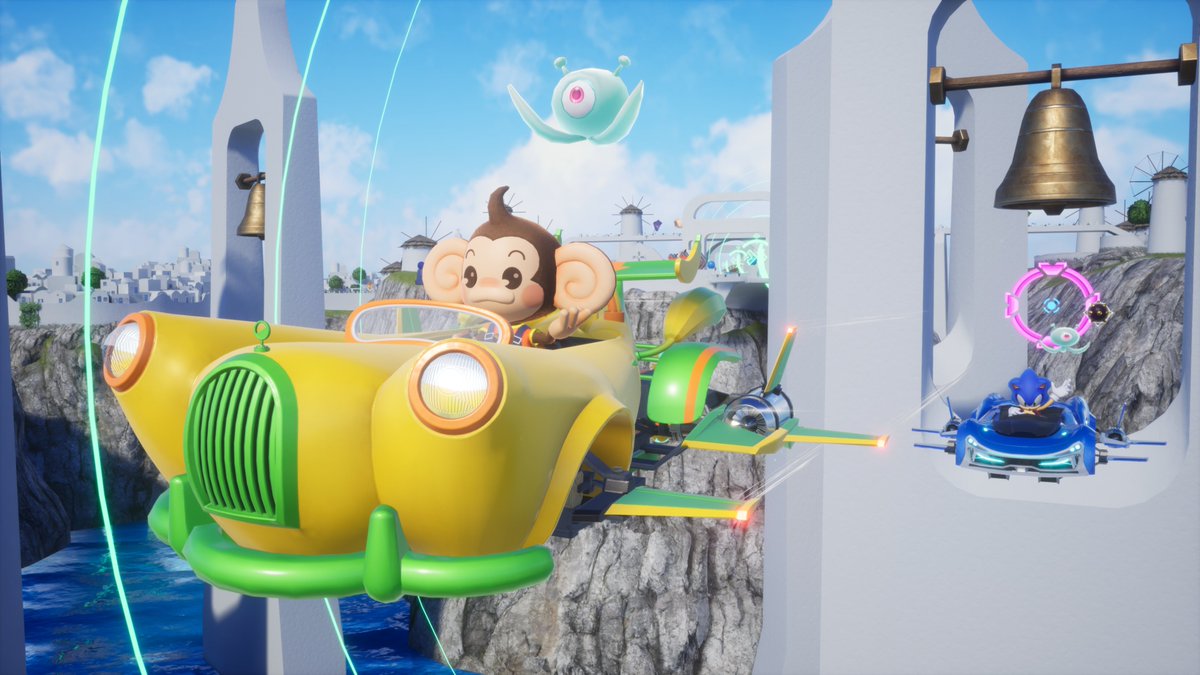 SAAC_News's tweet image. SEGA shared a bunch of joyful screenshots with us! They feature AiAi rushing to the finish line in Sonic Racing CrossWorlds. Look at this happy little fella!

The Super Monkey Ball content is available for free and features: 

- AiAi as a playable character
- AiAi’s vehicle, the…