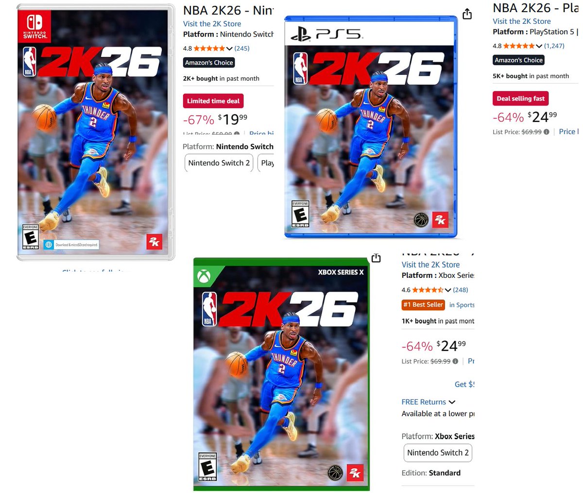 NBA 2K26 Video Game on sale: Nintendo Switch $19.99, PlayStation, Xbox or Switch 2 $24.99. Lowest price it's been
Nintendo Switch amzn.to/4auByAa
Switch 2 amzn.to/4txDhxk
PlayStation amzn.to/4aJIURr
Xbox amzn.to/3Oe881G