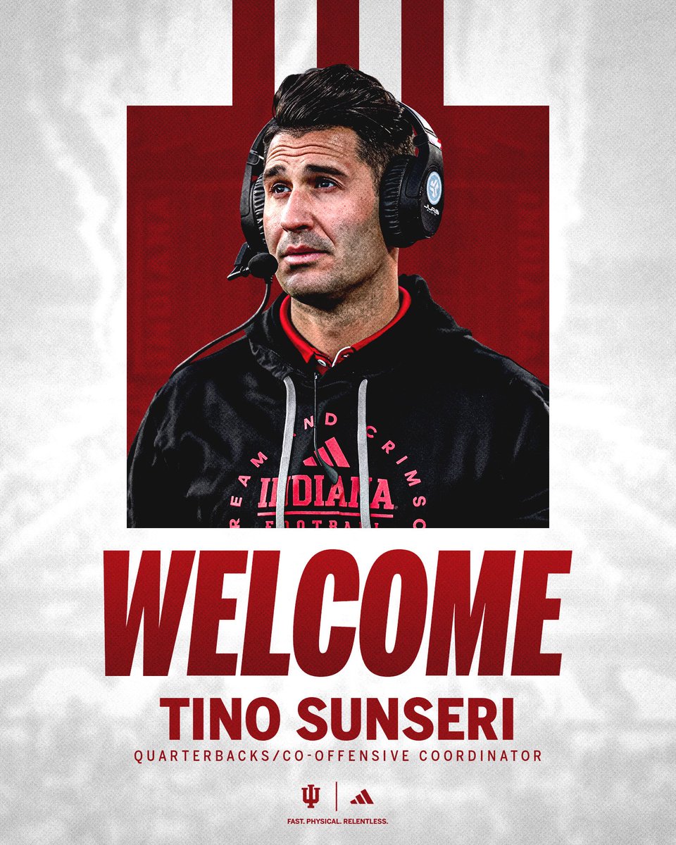 A familiar face returns to Bloomington. 

Welcome Tino Sunseri, Quarterbacks Coach &amp; Co-Offensive Coordinator!