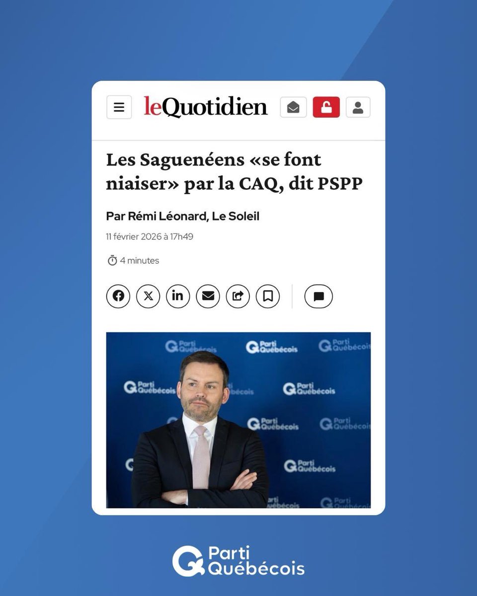 «Que l’Assemblée nationale dénonce le mauvais bilan du gouvernement caquiste pour la région du Saguenay-Lac-Saint-Jean après deux mandats au pouvoir.»

C’était l’objet de notre motion qui a été débattue aujourd’hui à l’Assemblée nationale. Après avoir fait confiance à la CAQ lors