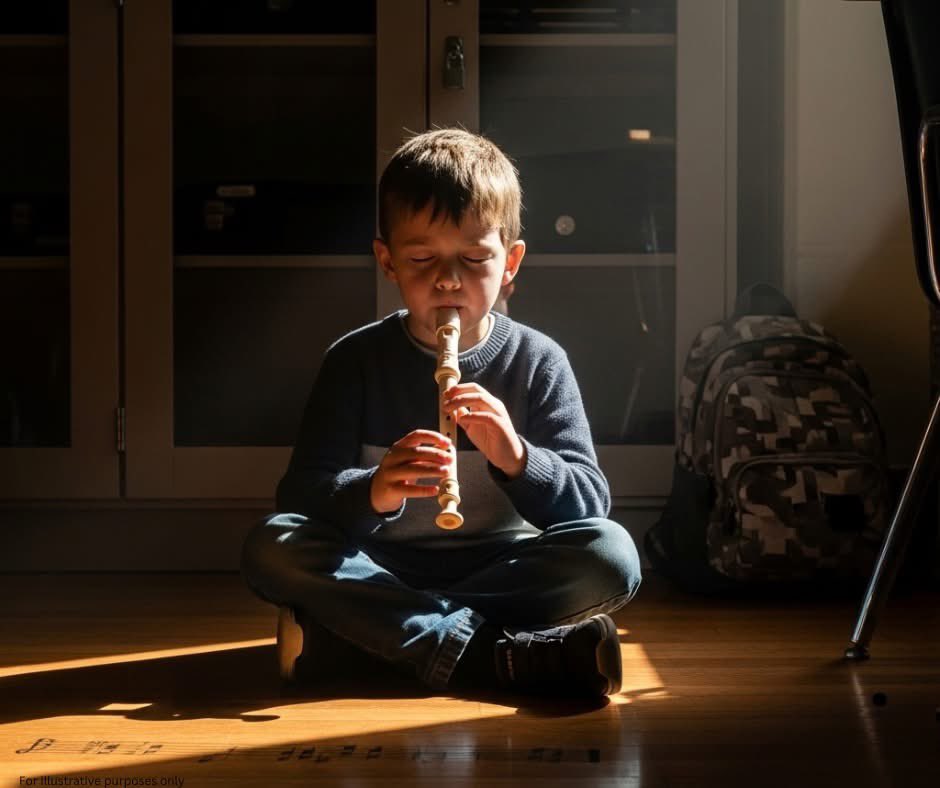 "The elementary school music teacher noticed something strange about Justin's recorder performances.
Every Wednesday during music class, while other third-graders squeaked through "Hot Cross Buns," Justin played perfectly. Not just correctly-perfectly. Rhythm, tone, everything.