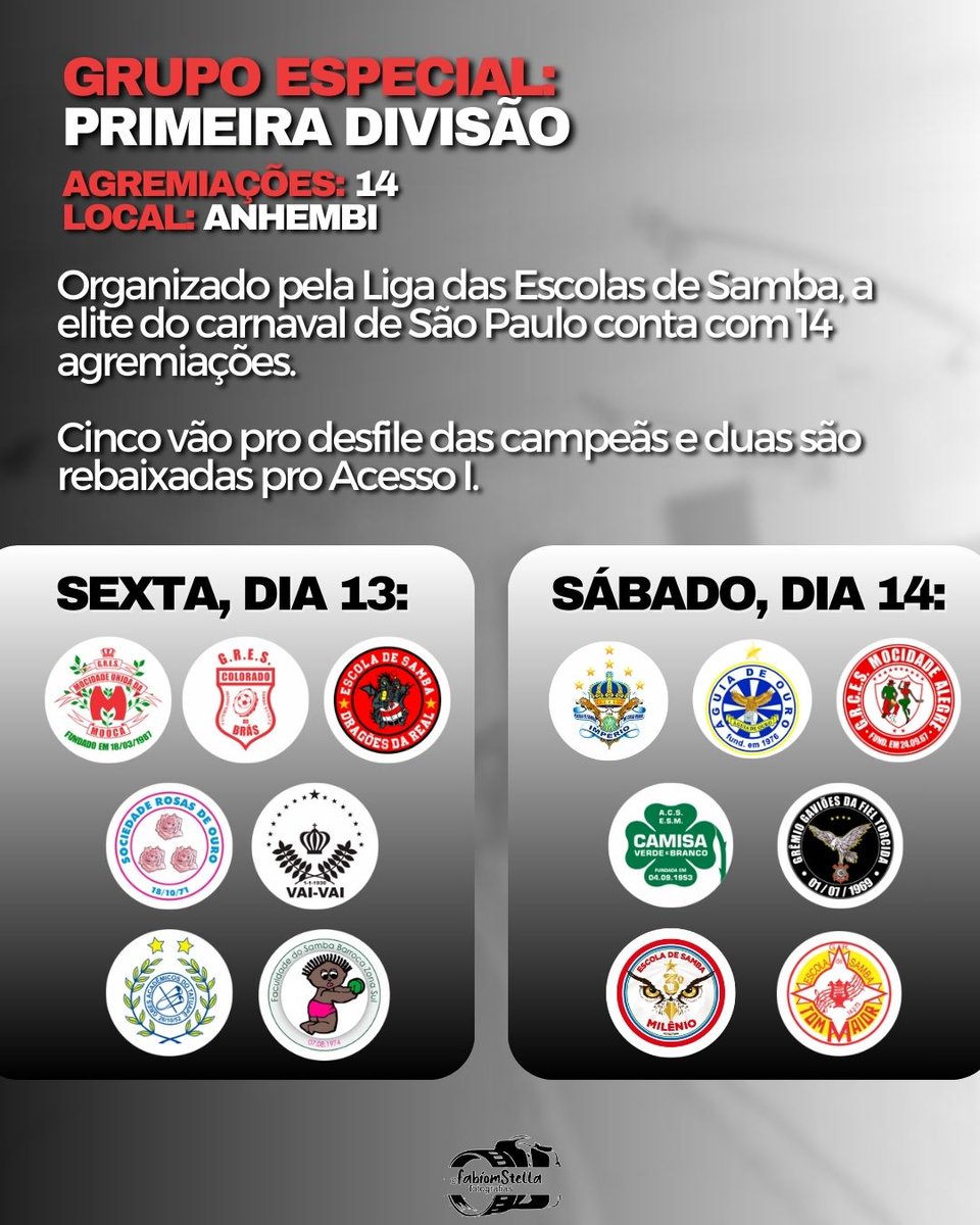 fabiomstella's tweet photo. Você sabia que no carnaval de São Paulo existem sete grupos, e ainda mais dois de blocos?

Pois bem, o carnaval conta com 81 escolas de samba e ainda 18 blocos em atividade. 

Portanto não se assuste com desfiles pelas ruas de São Paulo no próximo final de semana. 🧶 https://t.co/NhwJzMmeYZ
