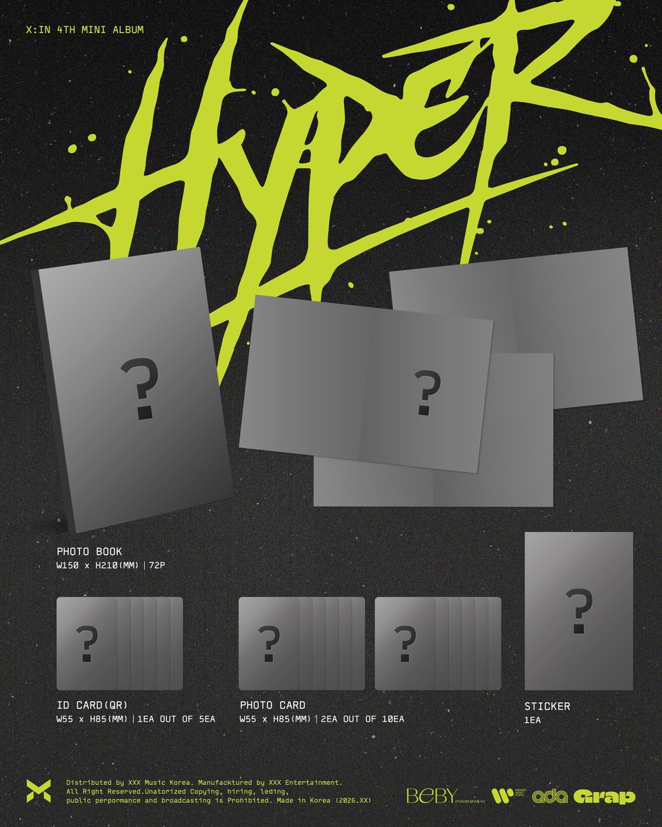[📣]
X:IN 4TH MINI ALBUM
[Hyper] 예약 판매 안내 ✨

☑️ 판매 일시
2026년 2월 12일 (목) 11AM (KST)~

☑️ Pre-order Date &amp; Time
February 11, 2026 (Thu) 11AM (KST)~

☑️ 판매처
➸ ada.lnk.to/Hyper_QR

*자세한 사항은 각 음반 사이트에서 확인해주세요!

#XIN #엑신 
#XIN_Hyper