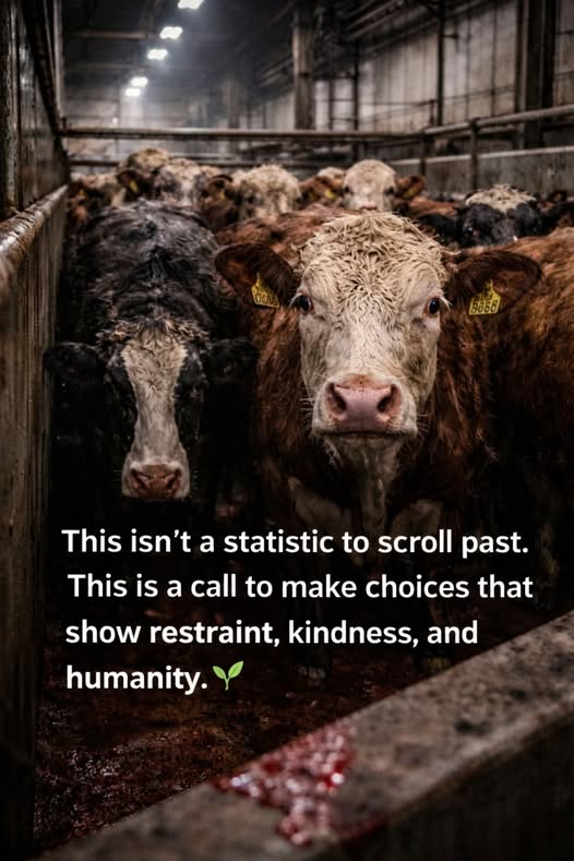 115,000 cows die every single day in the United States.
Not numbers. Not products. Lives.
Each one had a heartbeat, a mother, a desire to stay alive. They feel fear. They struggle. They try to escape. Yet their stories end in places like this  out of sight, out of mind. RAFI C.🧵