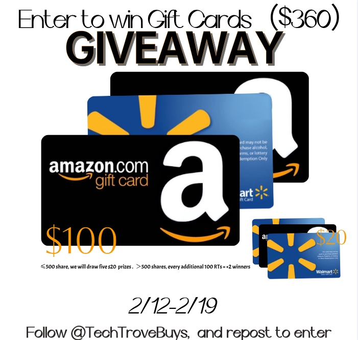 🚨 $360 GIVEAWAY 🚨
Six lucky #WINNERS will receive the #Amazon or #Walmart GIFT CARD(#winners Choice)!
To enter:
1.RT
2.Follow <a href="/TechTroveBuys/">TechTroveBuys</a>
#USA only
#giveaways #GiveawayAlert #Repost #follo #Share #AmazonGiftCard #Win #WeeklyDraw #countdown