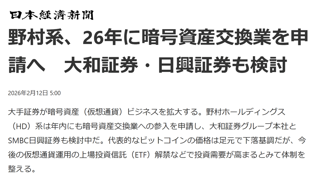 angorou7's tweet photo. 売上高日本一の証券会社「野村」が
年内に暗号資産交換業を申請へ。
大和・SMBC日興も検討

野村は暗号資産で100億円超の損失
それでも交換業に参入

証券大手は「撤退」ではなく「本格化」を選びました

機関投資家マネーの暗号資産戦国時代が始まります https://t.co/cIfoskPFL5