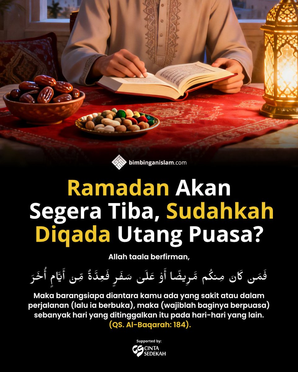bimbingan_islam's tweet photo. Ayat ini turun sebagai penjelasan langsung dari Allah tentang kewajiban mengqada puasa Ramadan bagi orang yang berbuka karena uzur syar‘i.

Uzur yang disebutkan secara eksplisit:
•Sakit
•Safar (perjalanan)
Dst. https://t.co/C7ZqWtHd8Z