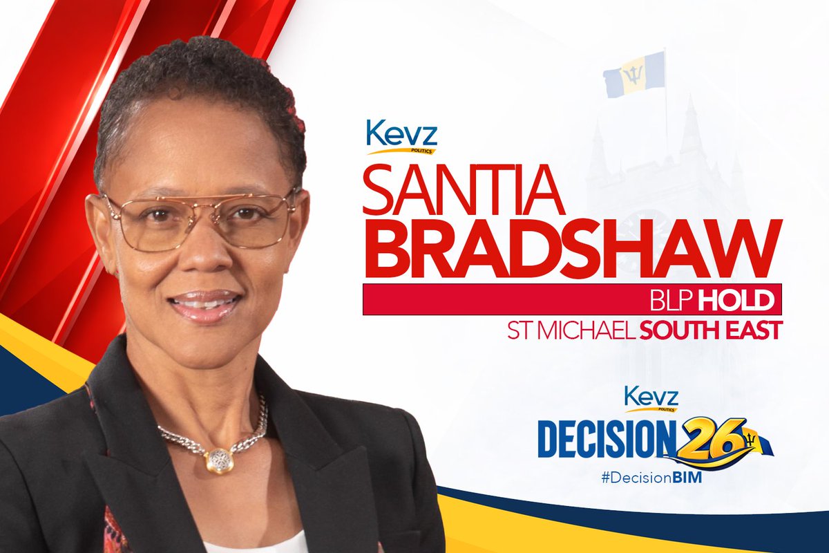 KevzPolitics's tweet photo. #Projection: We are projecting Santia Bradshaw will hold her St Michael South East seat https://t.co/M9w6Go4Y0Q