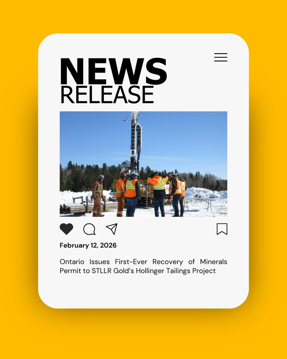 News Release: Ontario Issues First-Ever Recovery of Minerals Permit to STLLR Gold’s Hollinger Tailings Project 

Read here: stllrgold.com/news/stllr-gol… 

<a href="/Sflecce/">Stephen Lecce</a>
<a href="/GeorgePirieMPP/">George Pirie</a> 
<a href="/MicheBoileau/">Michelle Boileau</a> 
<a href="/votegaetan/">Gaetan Malette</a>
<a href="/Keyvan_Salehi/">Keyvan Salehi</a>