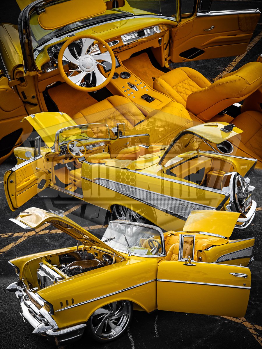 SolidWhipz's tweet image. LS swapped 1957 Chevrolet Bel Air on a set of staggered Billet wheels with the matching steering wheel to compliment the full yellow wrapped interior 

———

#SolidWhipz #LSswapped #57BelAir #BilletWheels #CustomInterior