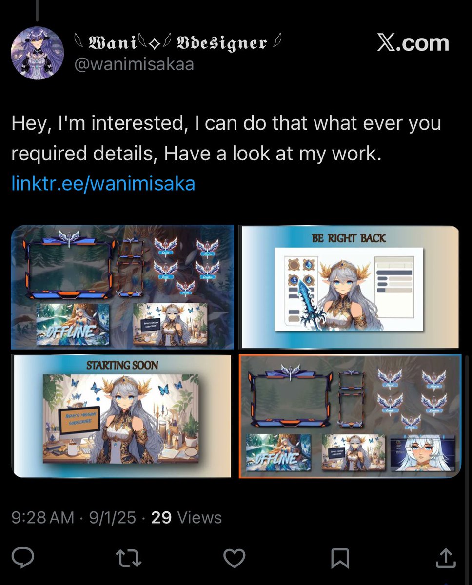 Artistblocklist's tweet image. BLOCK LIST SUBMISSION:
User: @wanimisakaa 
Reason: AI Use / Mix AI use.
P.S: perhaps not all her work on @_VGen_ is AI but a lot of their work on social media definitely IS. The issue with these “artists” is that they are untrustworthy because clients don’t know if AI was used